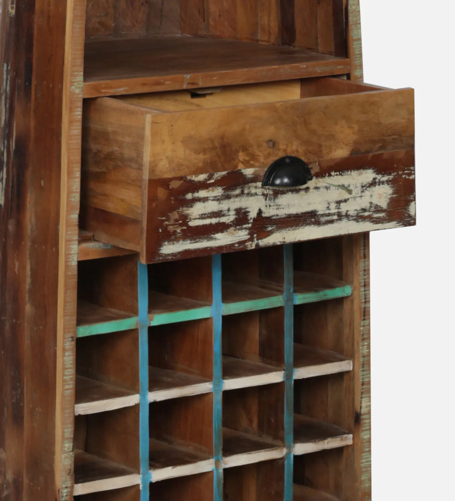 Ezla Reclaimed Wood Bar Cabinet In Distress Finish - Febonic Living