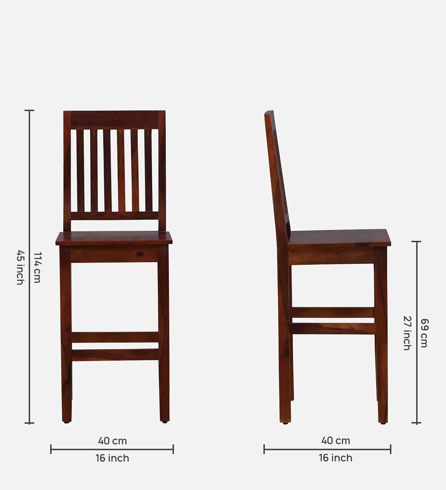 Eva Sheesham Wood Bar Stool In Honey Oak Finish - Febonic Living