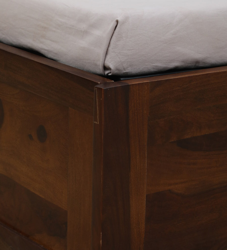 Remi Sheesham Wood King Size Bed In Provincial Teak Finish With Hydraulic Storage - Febonic Living