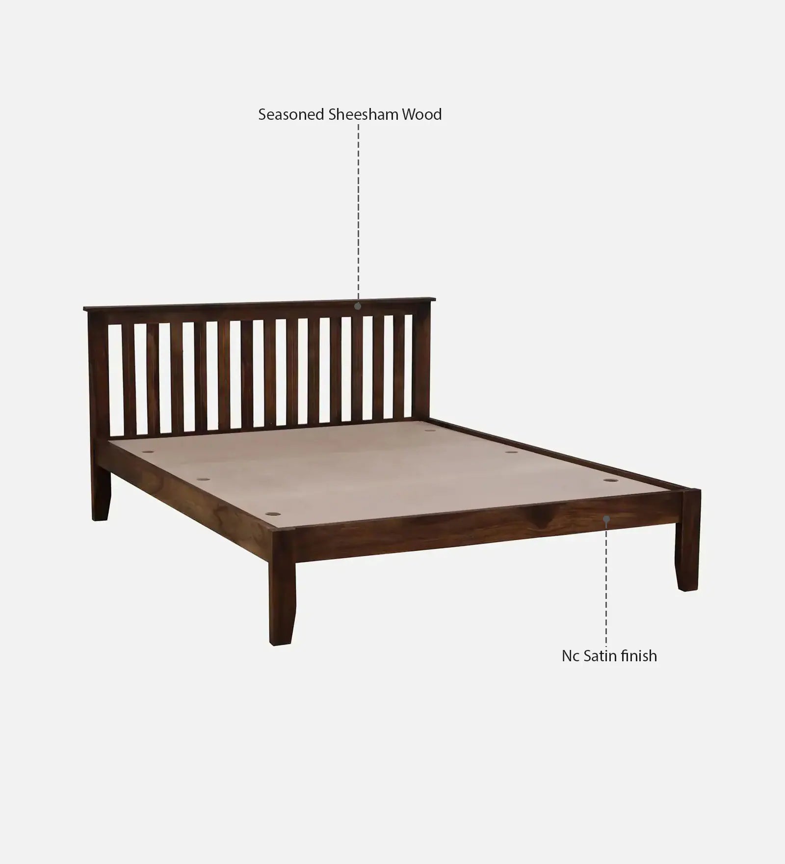 Remi Sheesham Wood Queen Size Bed ( 60 X 72 ) In Provincial Teak Finish - Febonic Living