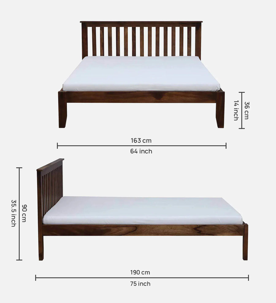 Remi Sheesham Wood Queen Size Bed ( 60 X 72 ) In Provincial Teak Finish - Febonic Living