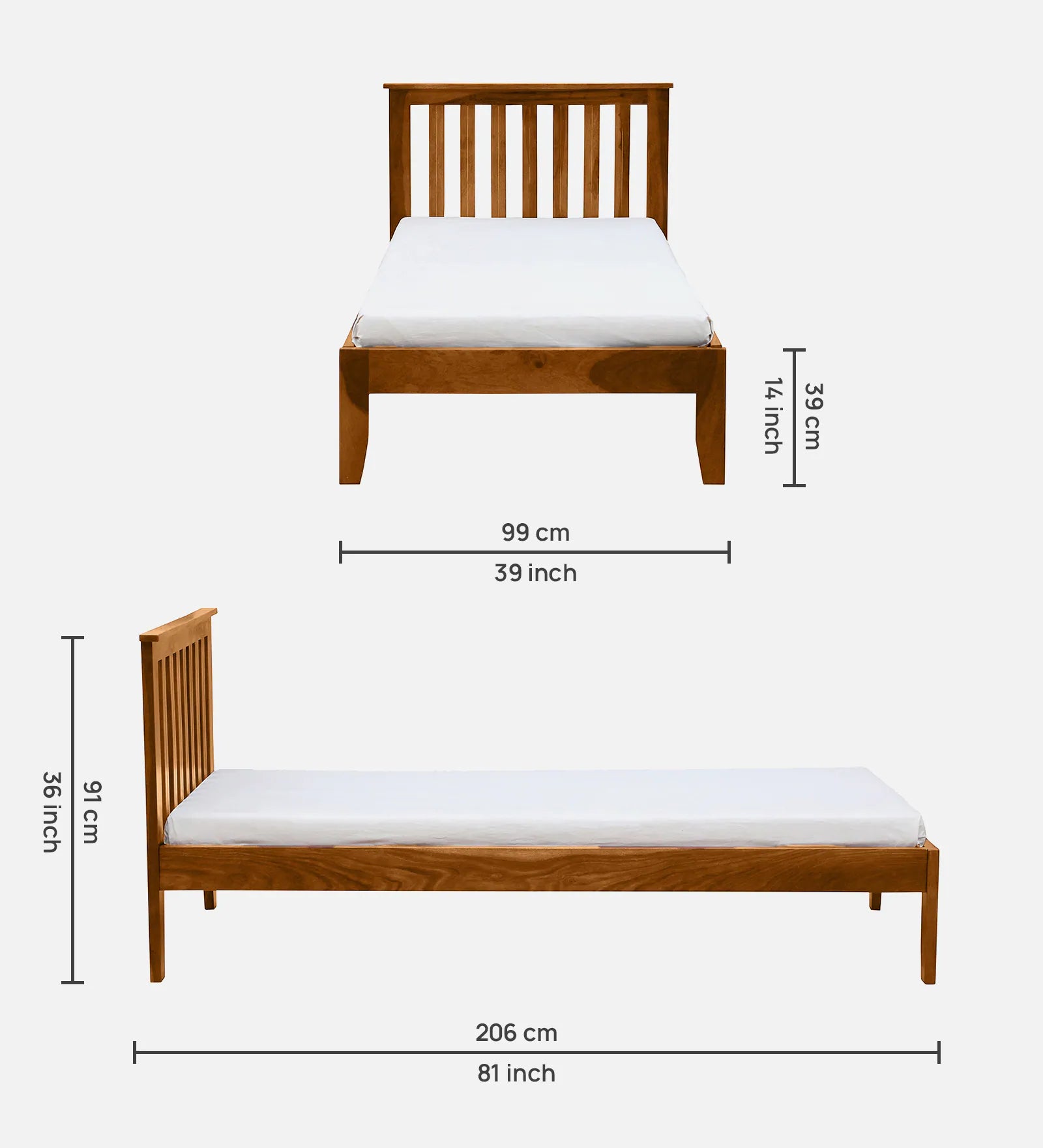 Remi Sheesham Wood Single Bed In Rustic Teak Finish - Febonic Living