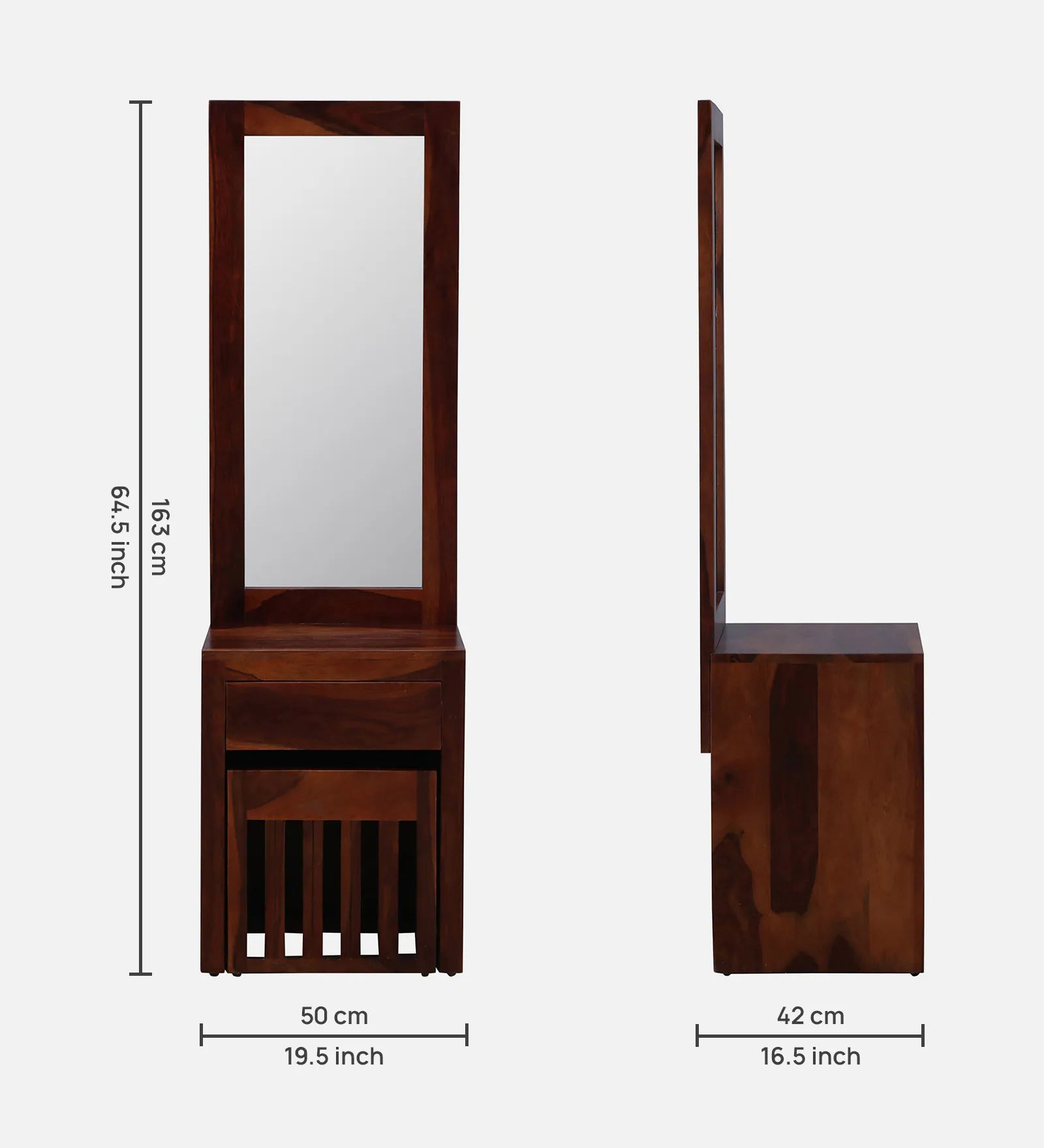 Remi Sheesham Wood Dresser In Honey Oak Finish With Stool - Febonic Living