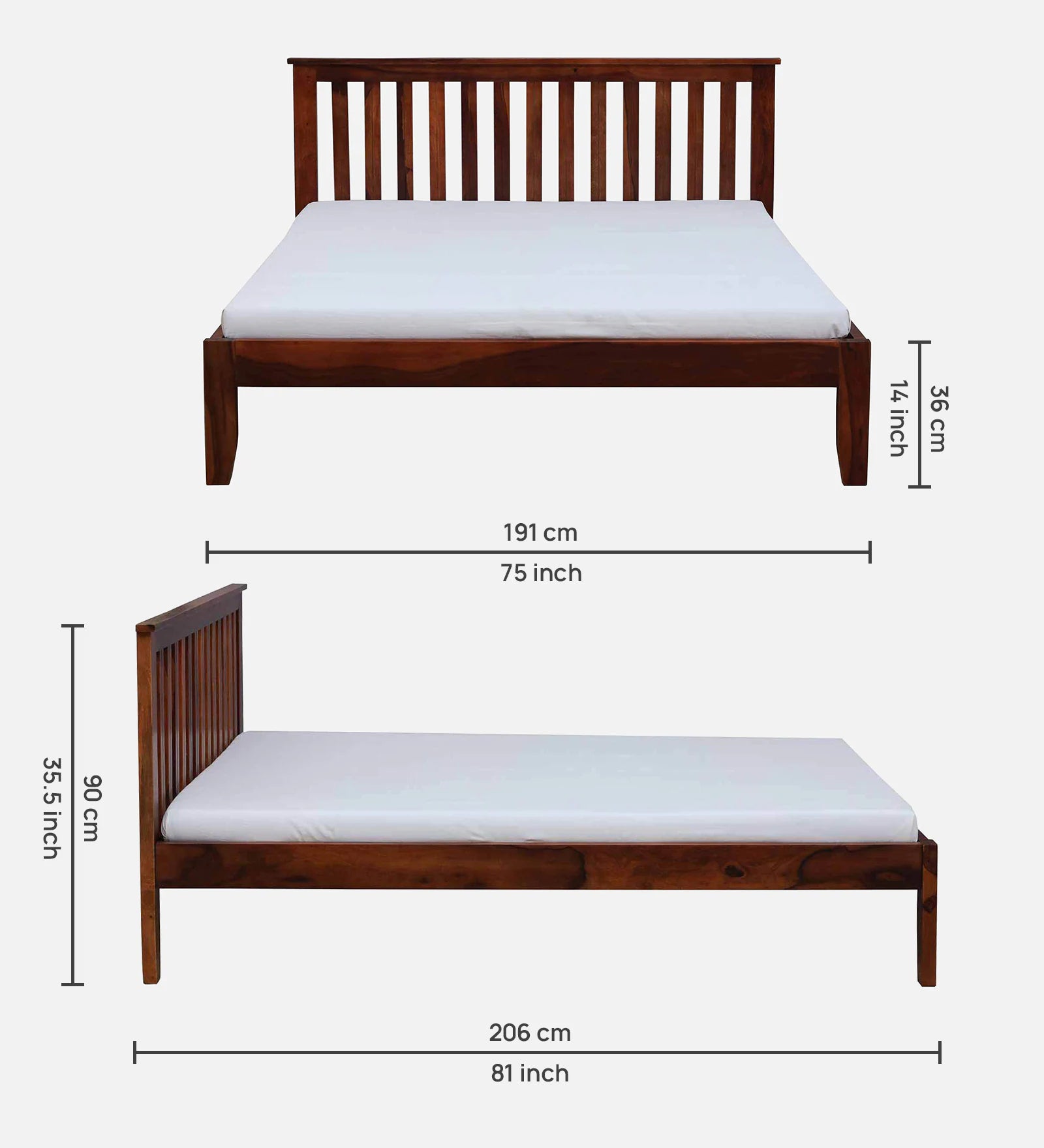 Remi Sheesham Wood King Size Bed In Honey Oak Finish - Febonic Living