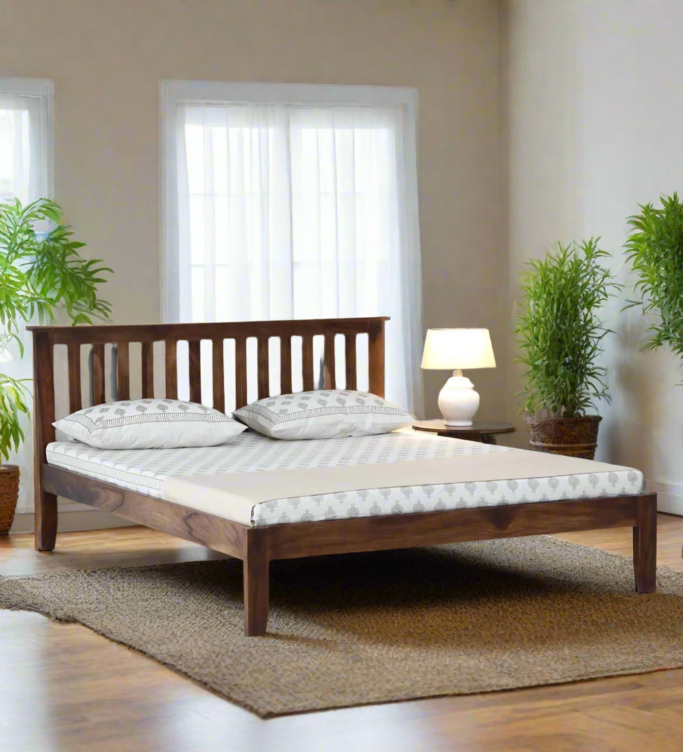 Remi Sheesham Wood King Size Bed In Provincial Teak Finish - Febonic Living