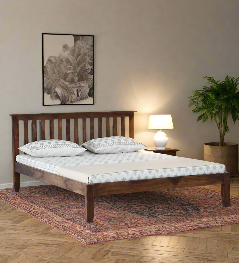 Remi Sheesham Wood King Size Bed ( 72 X 72 ) In Provincial Teak Finish - Febonic Living