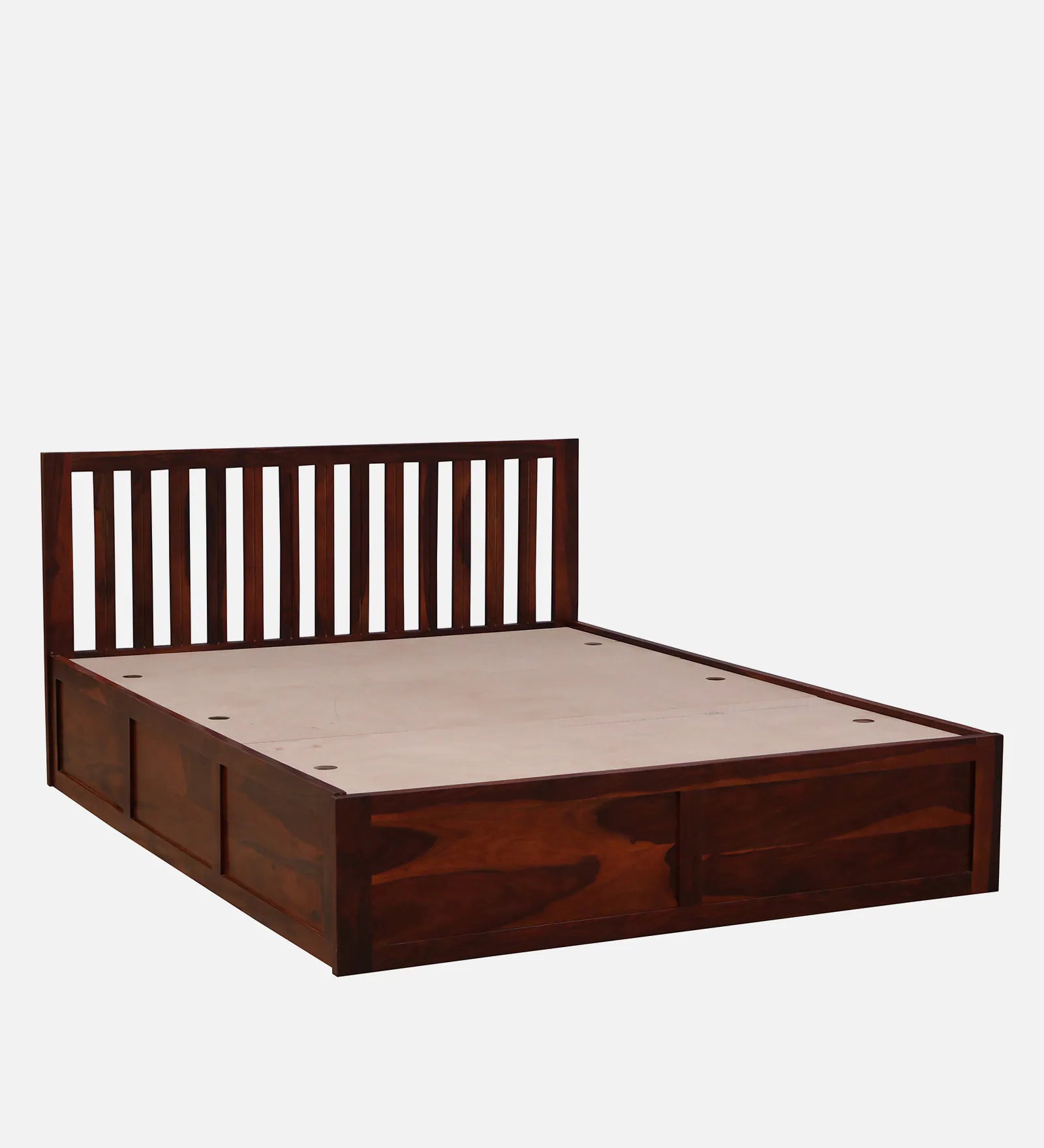 Remi Sheesham Wood Queen Size Bed In Honey Oak Finish With Box Storage - Febonic Living