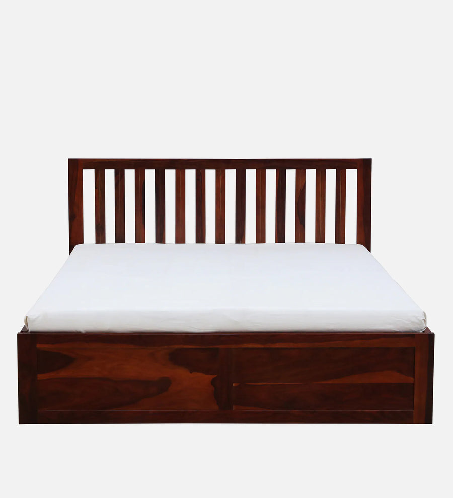 Remi Sheesham Wood Queen Size Bed In Honey Oak Finish With Box Storage - Febonic Living