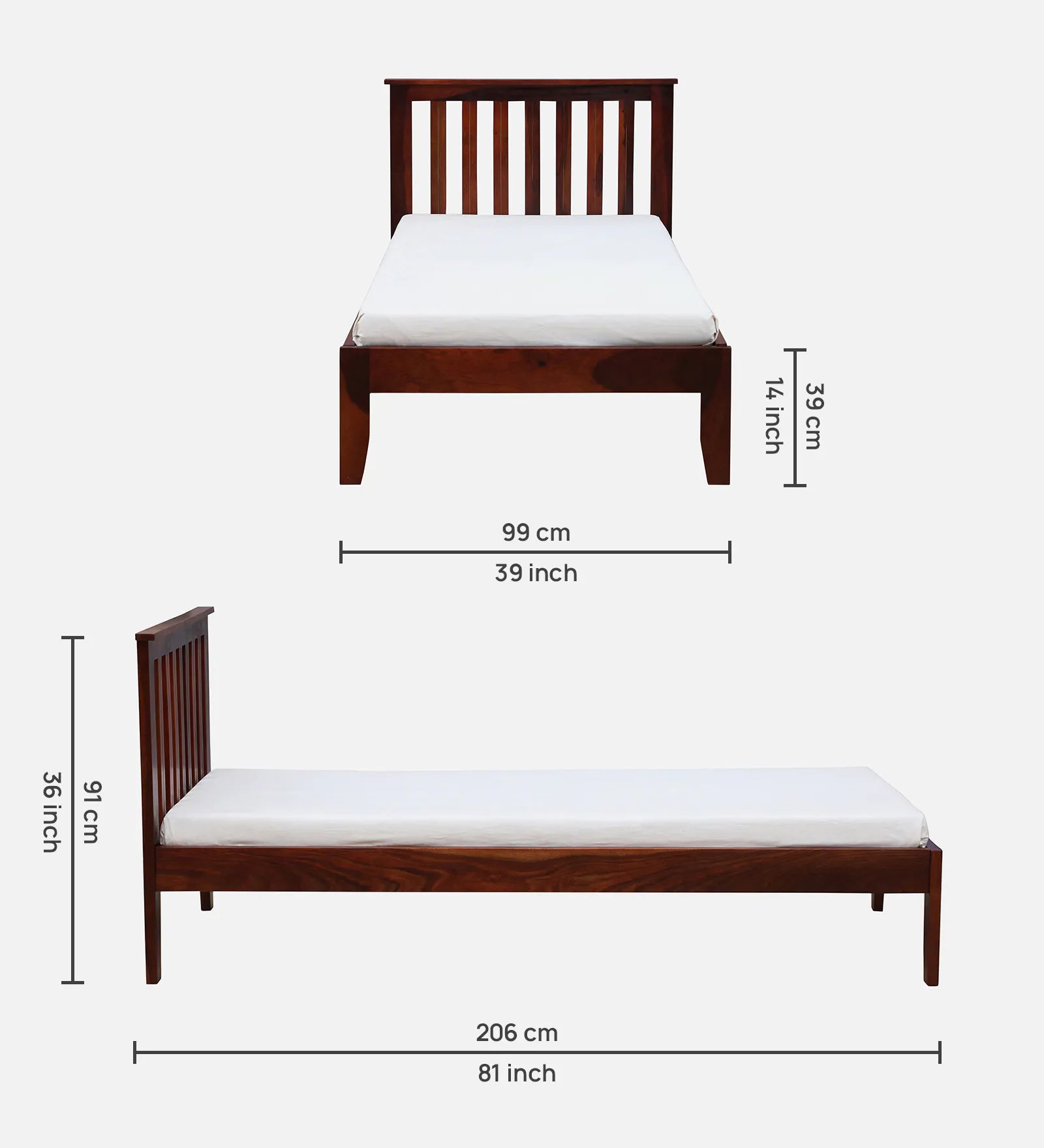 Remi Sheesham Wood Single Bed In Honey Oak Finish - Febonic Living