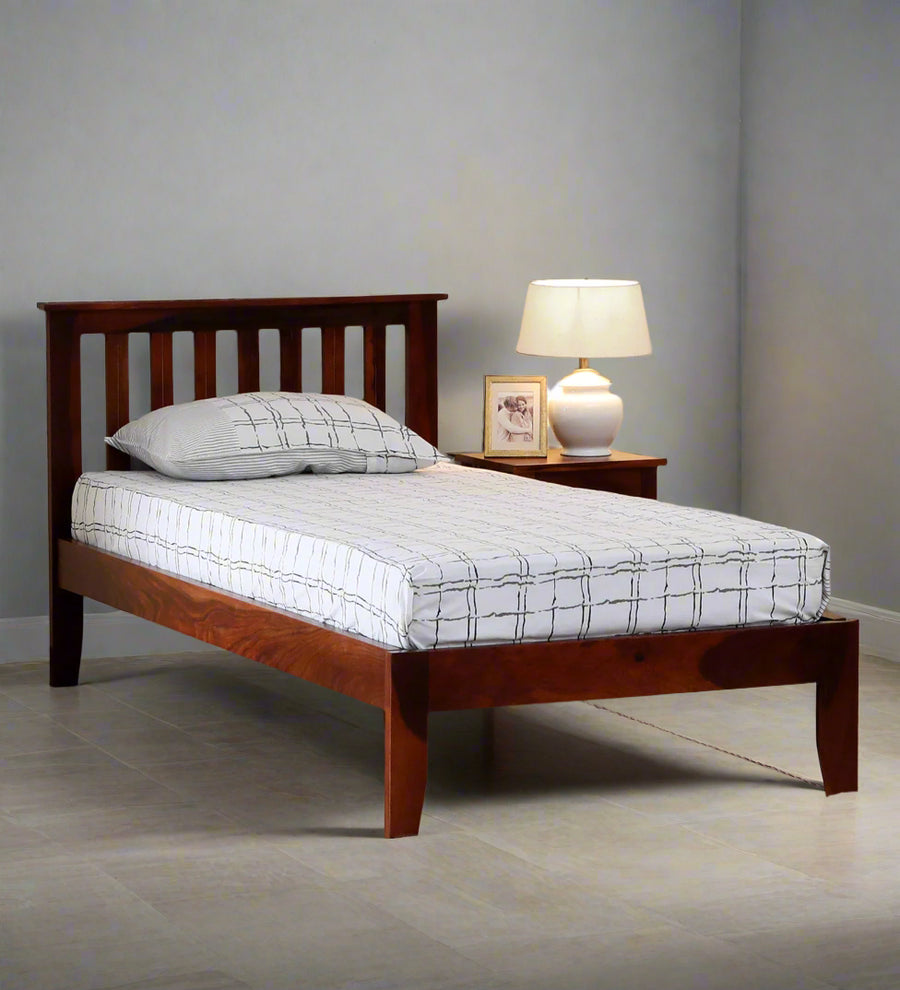 Remi Sheesham Wood Single Bed In Honey Oak Finish - Febonic Living