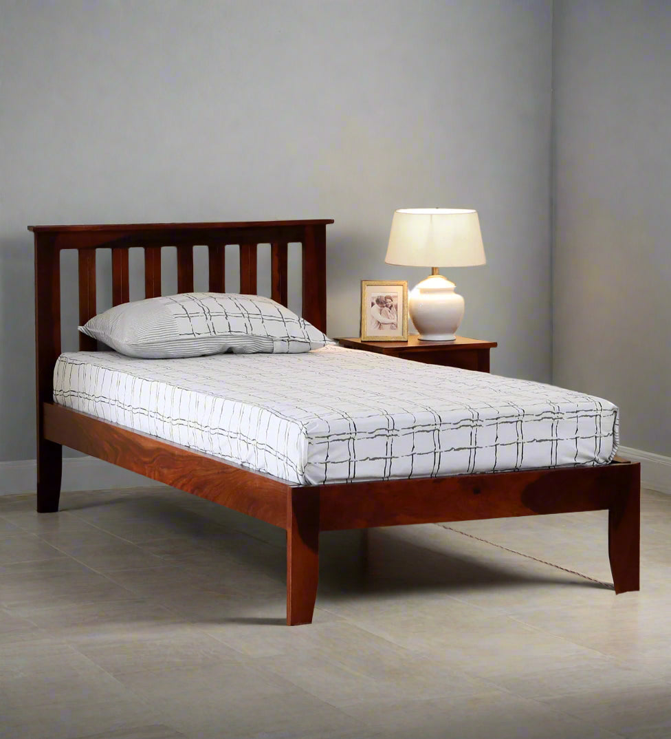 Remi Sheesham Wood Single Bed In Honey Oak Finish - Febonic Living