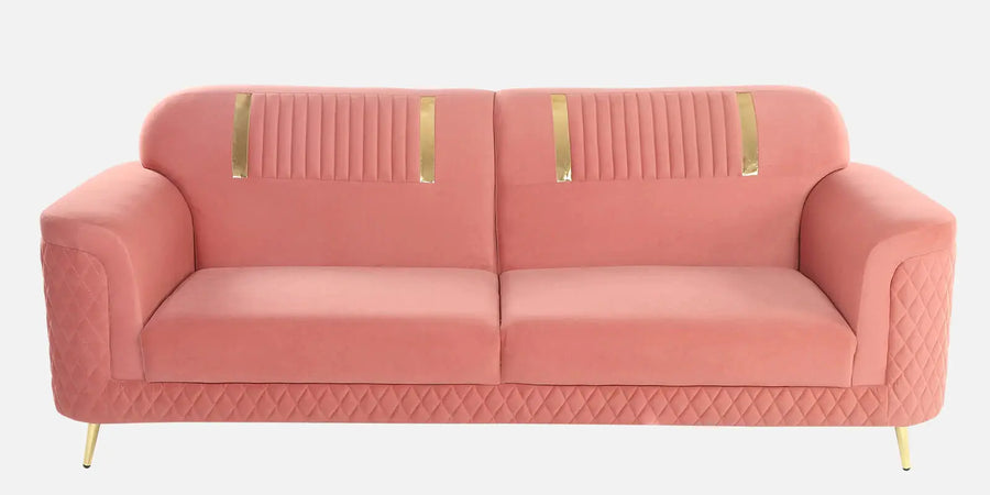 Ezren Velvet 3 Seater Sofa In Blush Pink Color - Febonic Living