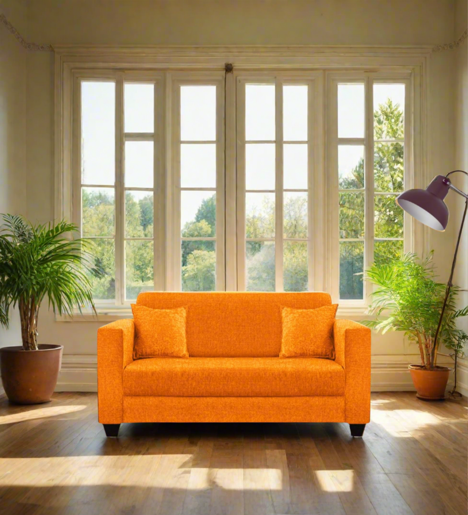 Nebula Fabric 2 Seater Sofa in Vivid Orange Colour