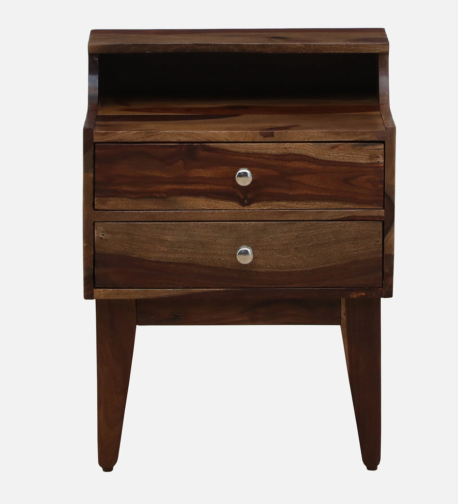 Milini Sheesham Wood Bedside Table With Drawer In Provincial Teak Finish - Febonic Living