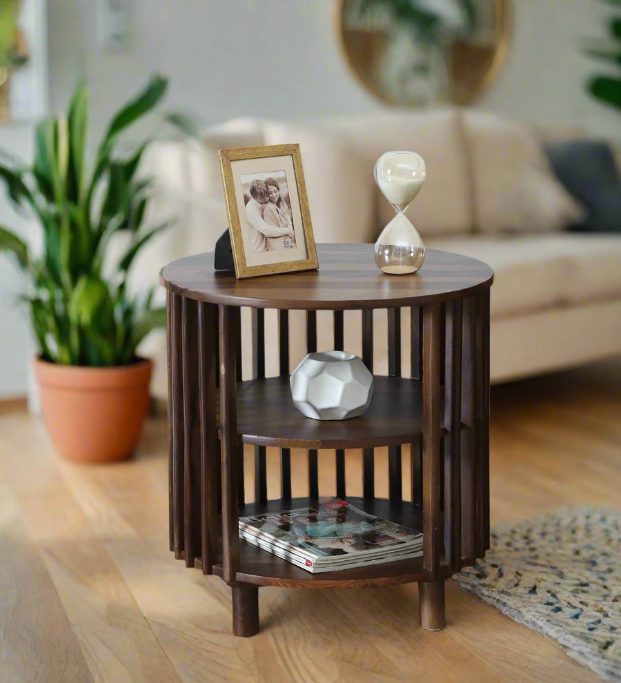 Humta Sheesham Wood End Table In Provincial Teak Finish - Febonic Living
