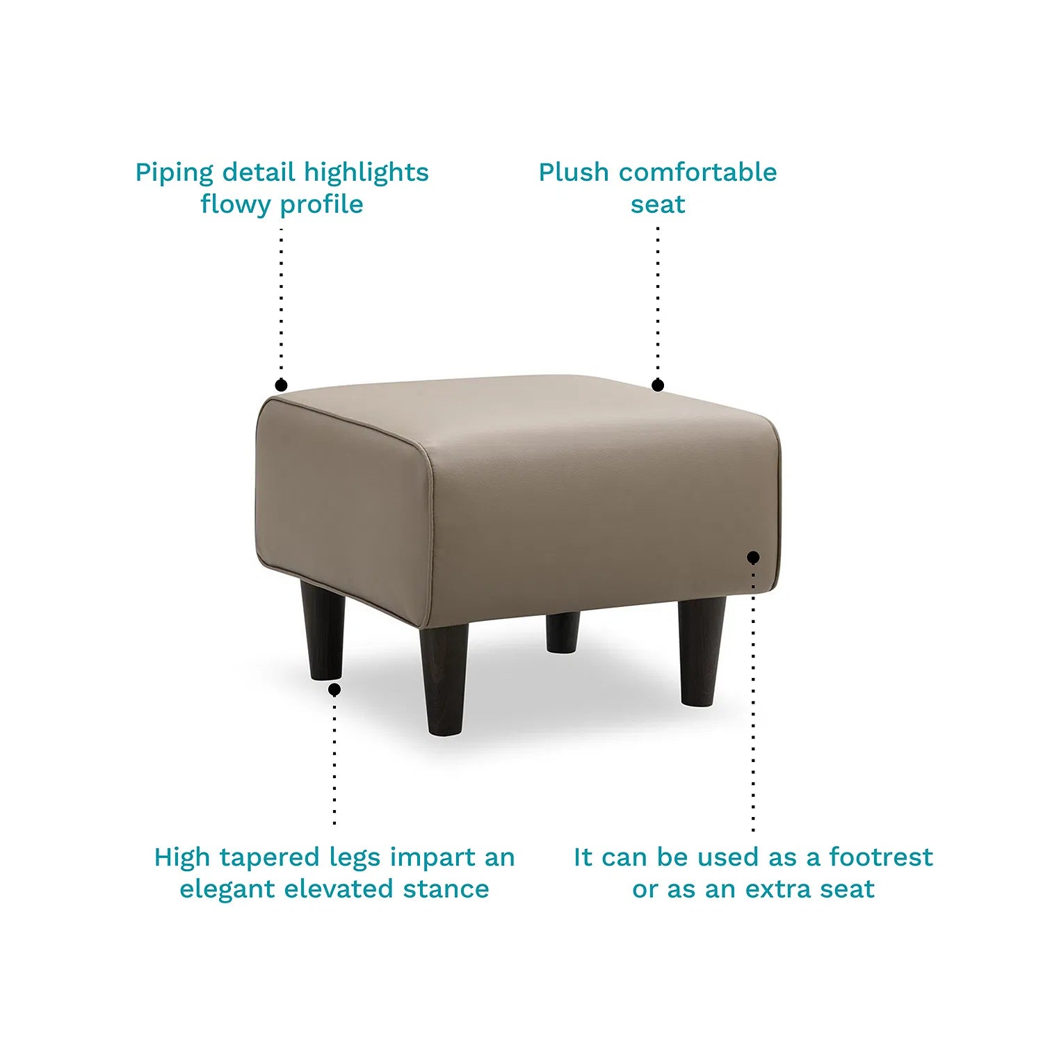 Ella Leatherette Stool In Beige Colour - Febonic Living