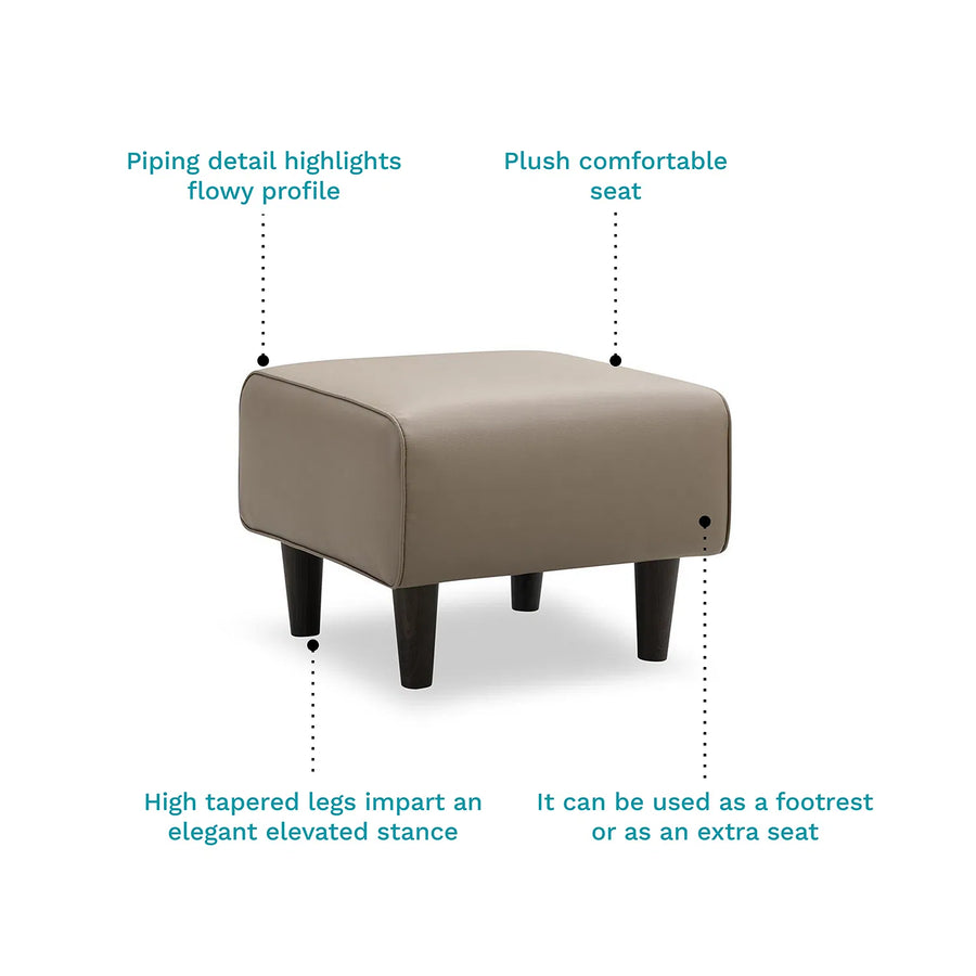 Ella Leatherette Stool In Beige Colour - Febonic Living