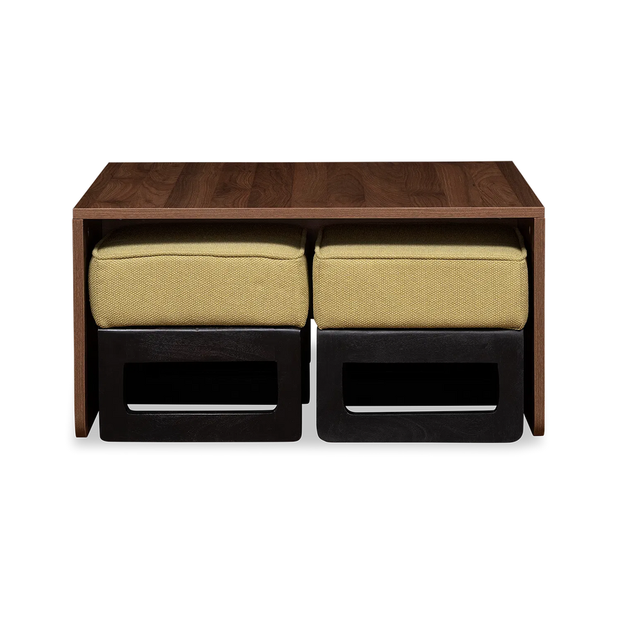 Link Nesting Table Set In Yellow Colour With Oral Walnut Finish - Febonic Living