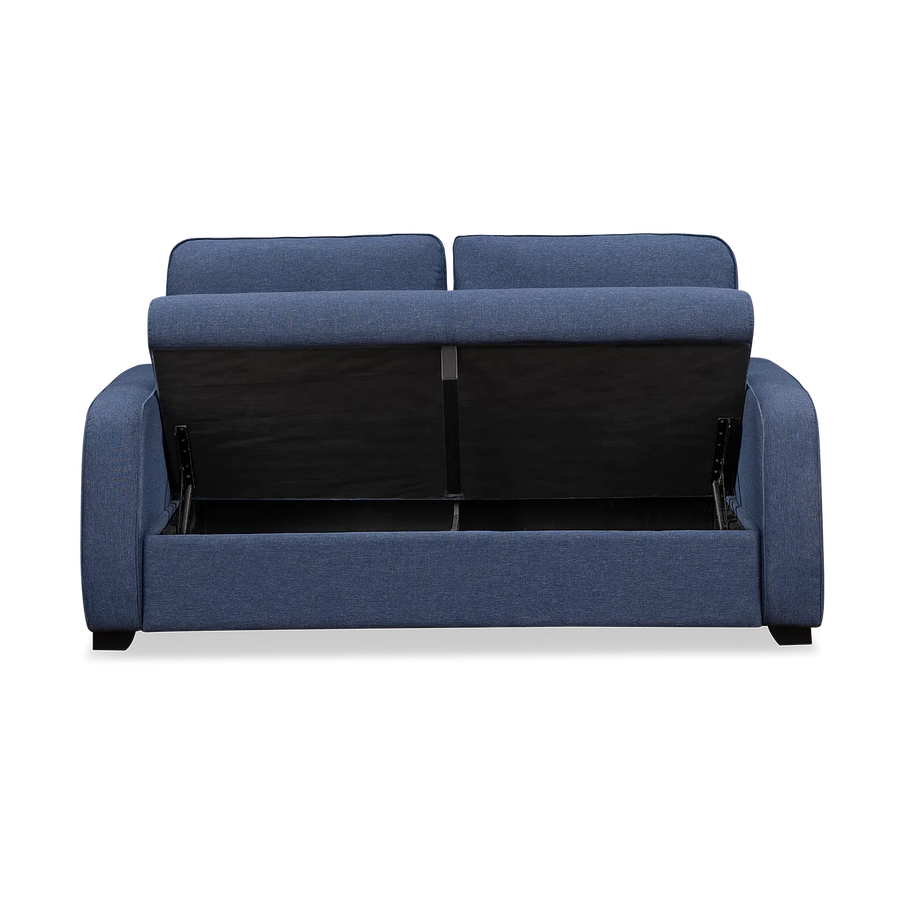 Melo Fabric 3 Seater Sofa In Denim Blue Colour With Storage - Febonic Living