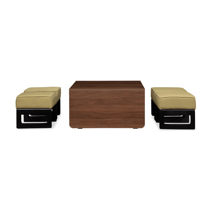 Link Nesting Table Set In Yellow Colour With Oral Walnut Finish - Febonic Living