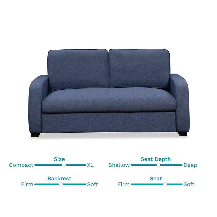 Melo Fabric 3 Seater Sofa In Denim Blue Colour With Storage - Febonic Living