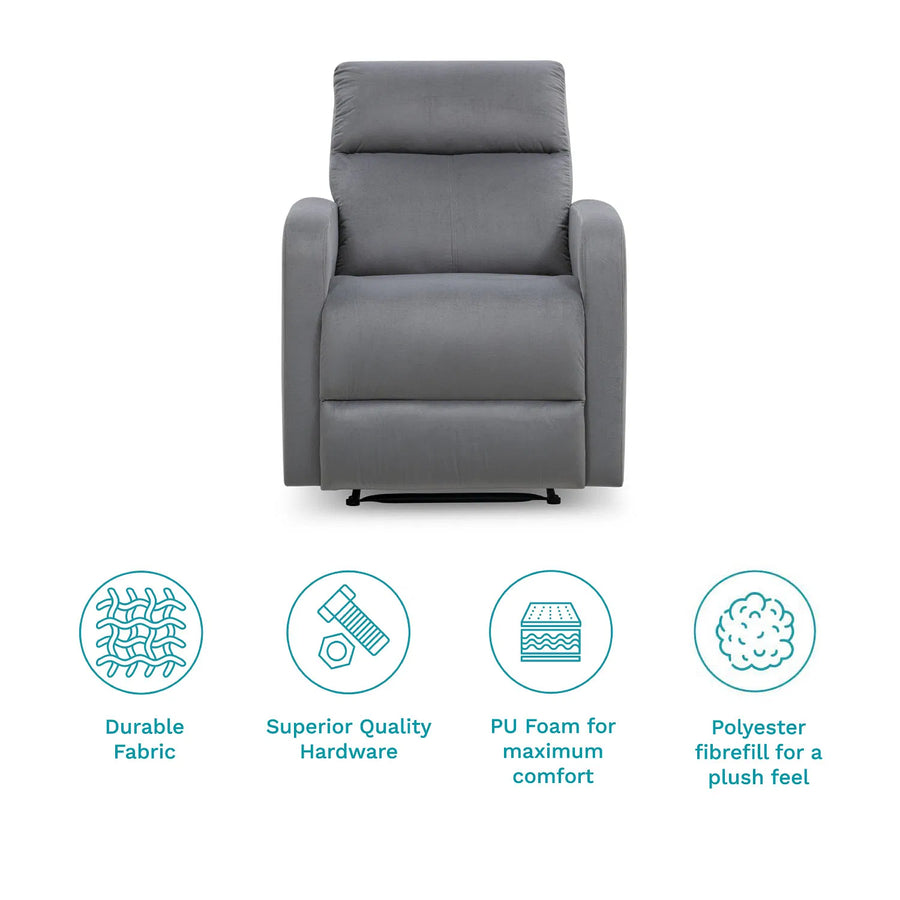 Zest Fabric 1 Seater Motorized Recliner In Concrete Grey Colour - Febonic Living