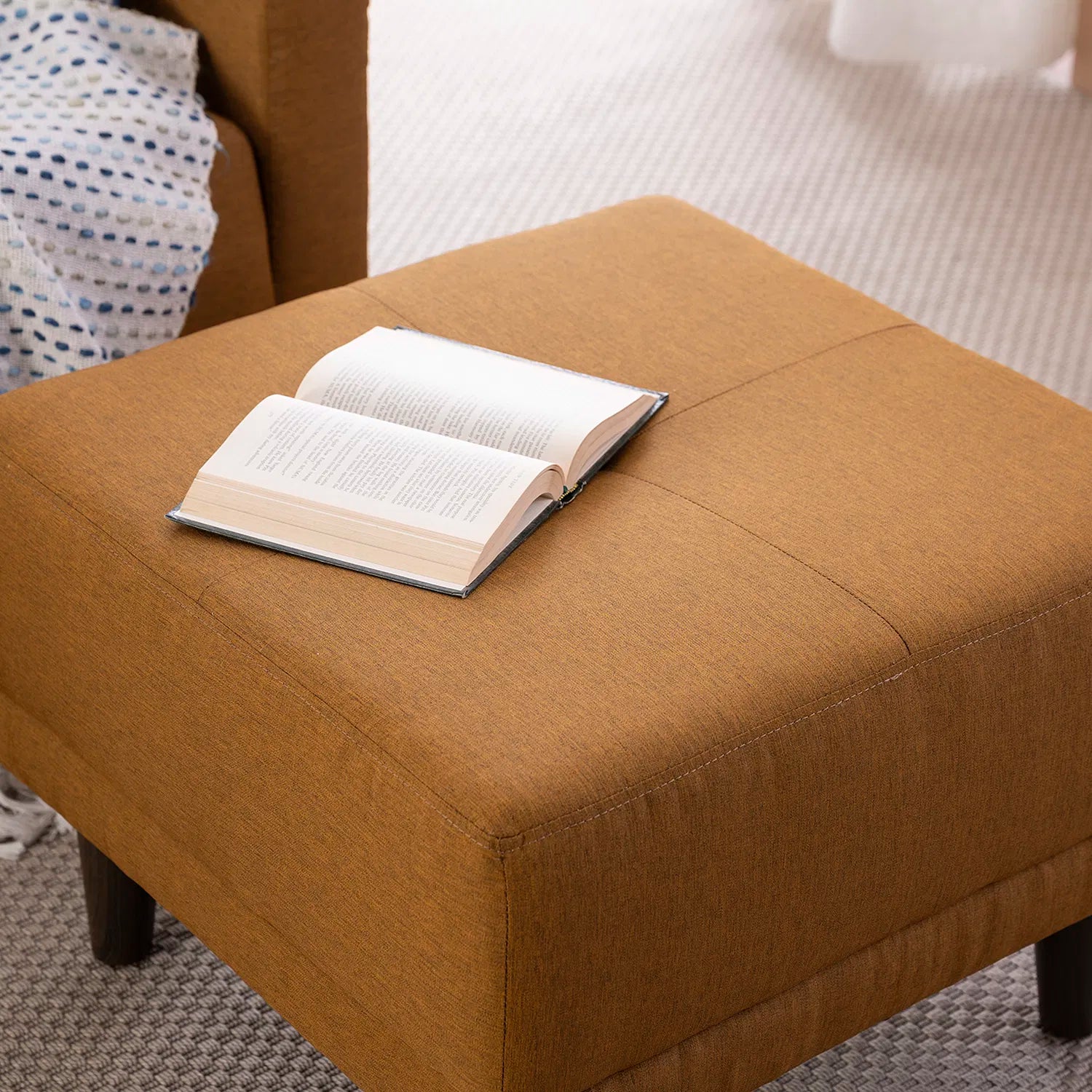 Noha Fabric Stool In Orange Colour - Febonic Living