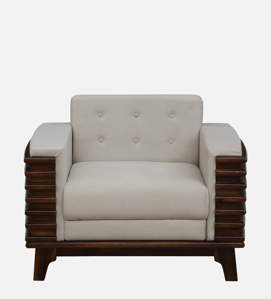 Tanu Sheesham Wood 1 Seater Sofa In Beige Colour - Febonic Living