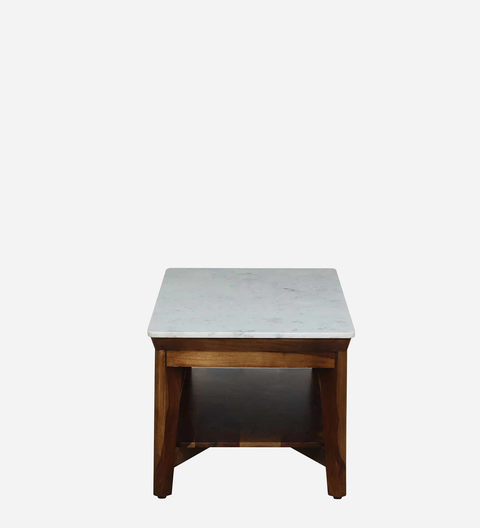 Simra Sheesham Wood Coffee Table In Provincial Teak Finish With Marble Top And Shelf - Febonic Living