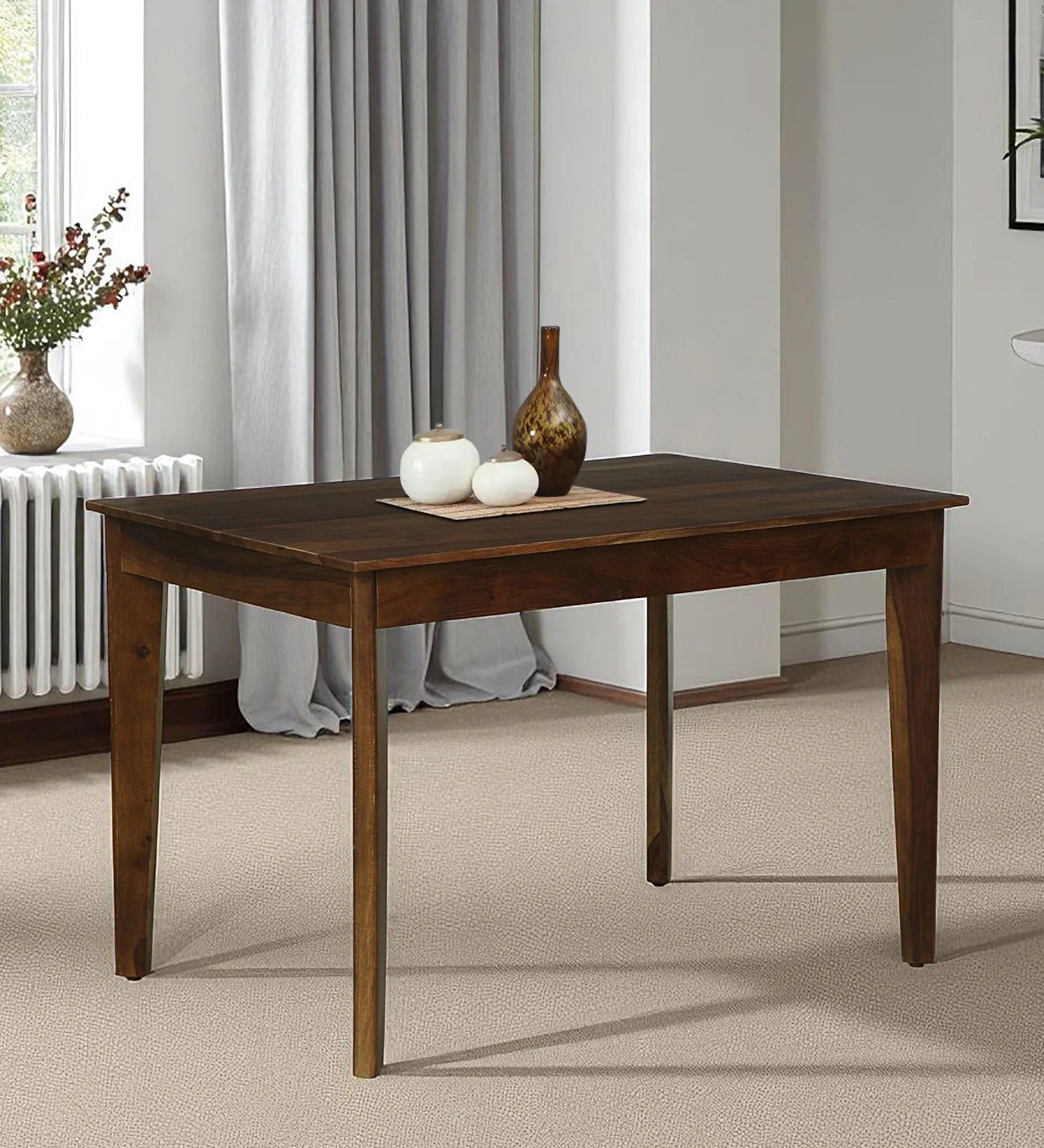 Gistel Sheesham Wood 4 Seater Dining Table In Provincial Teak Finish - Febonic Living