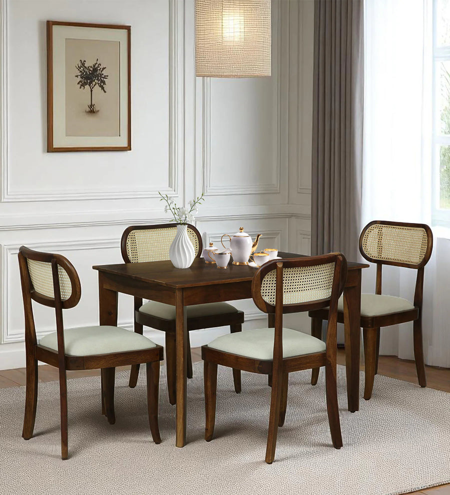 Gistel Sheesham Wood 4 Seater Dining Set In Provincial Teak Finish - Febonic Living