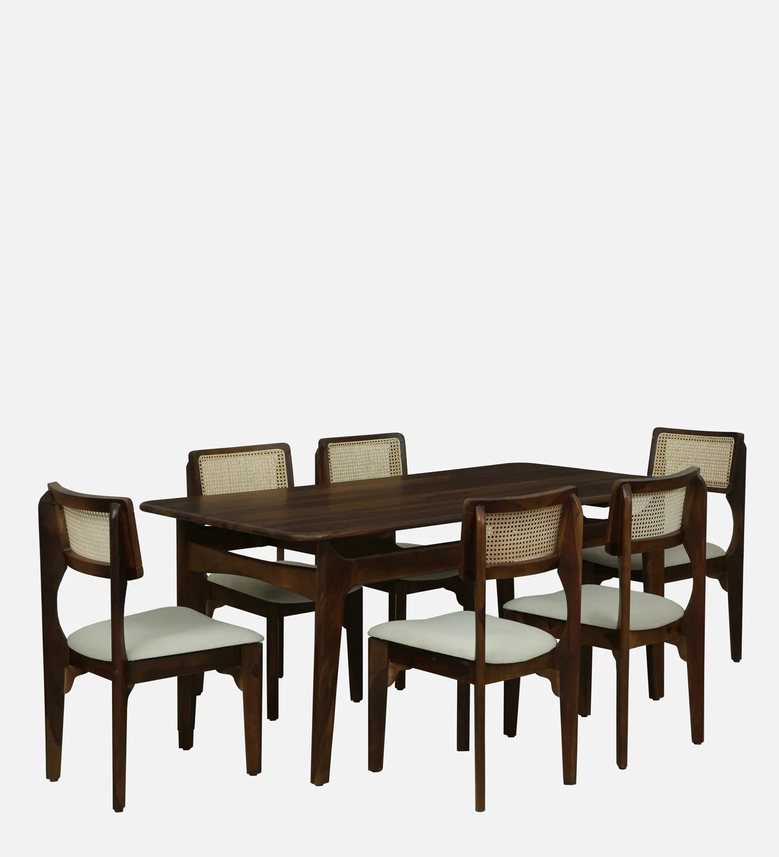 Gistel Sheesham Wood 6 Seater Square Dining Set With Chairs In Provincial Teak Finish - Febonic Living
