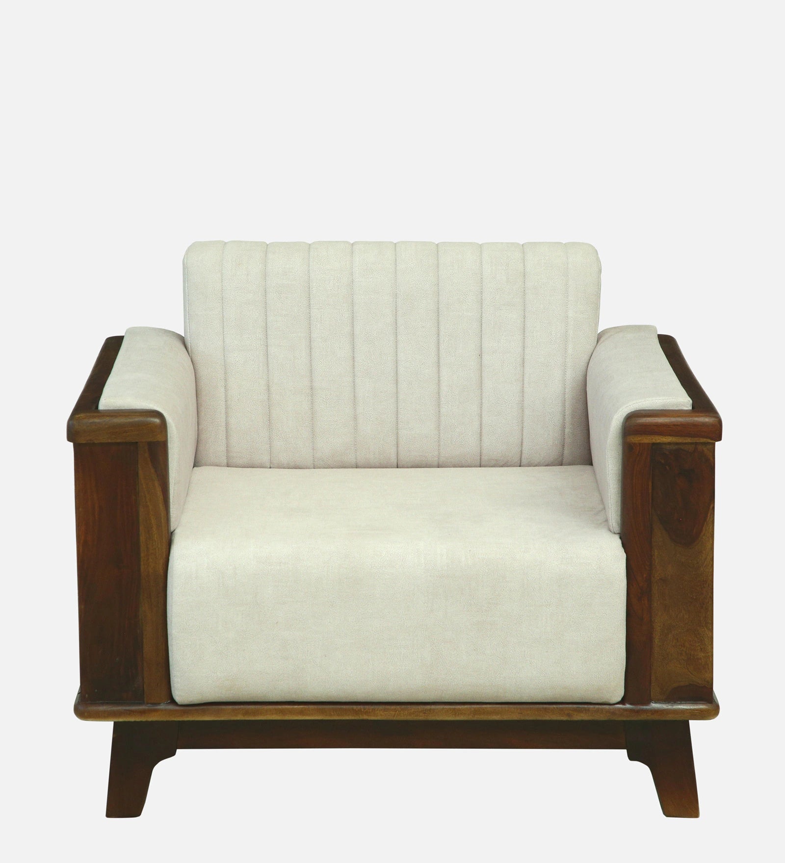 Solara Sheesham Wood 1 Seater Sofa In Beige Colour