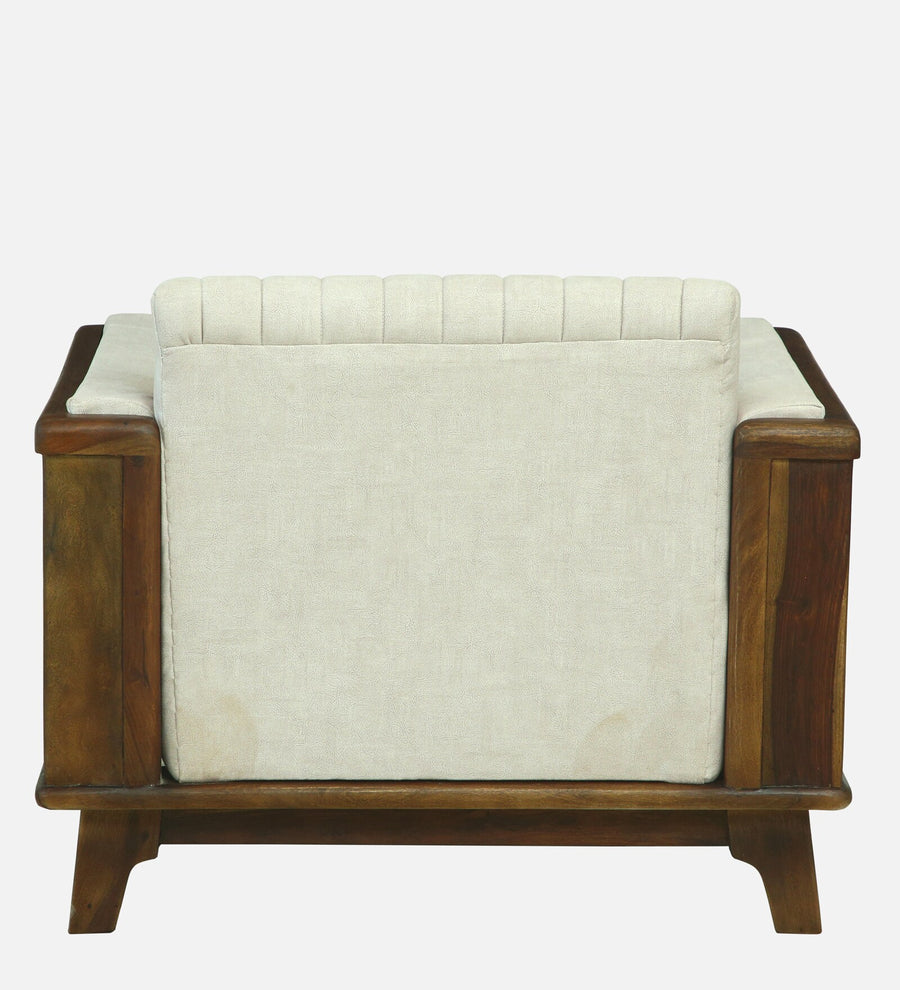 Solara Sheesham Wood 1 Seater Sofa In Beige Colour - Febonic Living