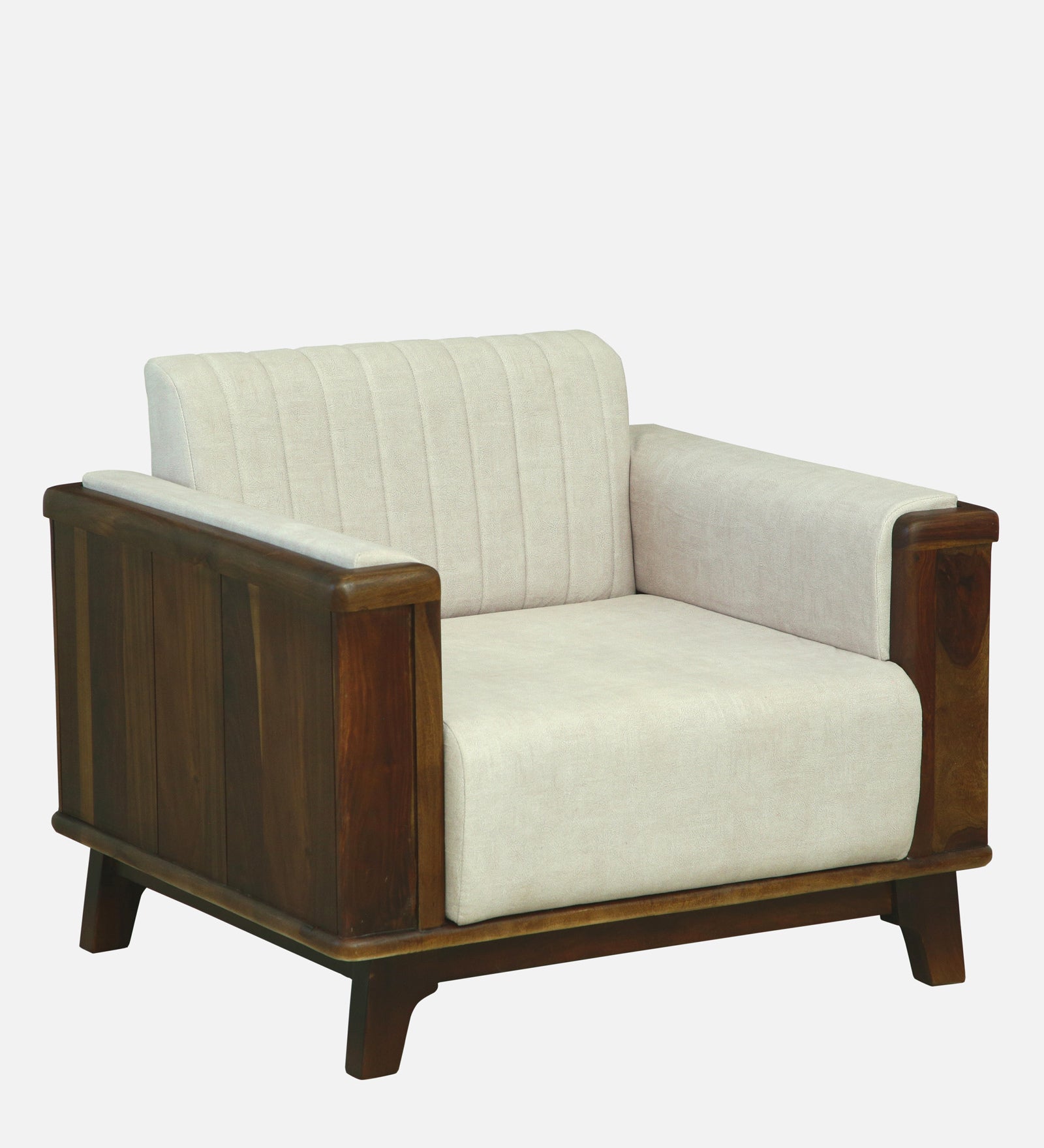 Solara Sheesham Wood 1 Seater Sofa In Beige Colour