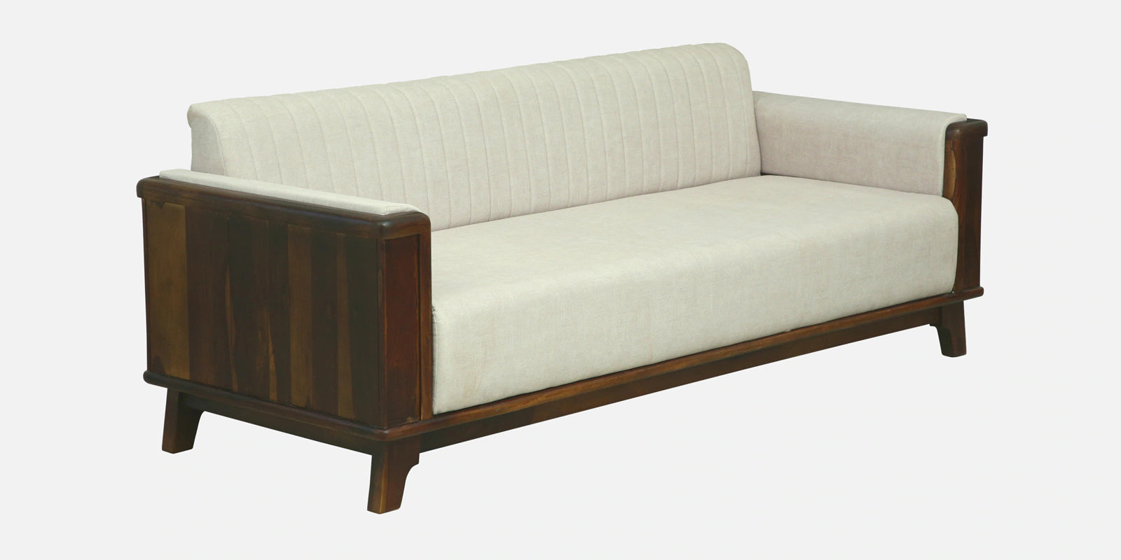 Solara Sheesham Wood 3 Seater Sofa In Beige Colour