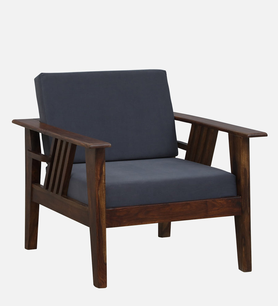 Caron Sheesham Wood 1 Seater Sofa In Grey Colour - Febonic Living
