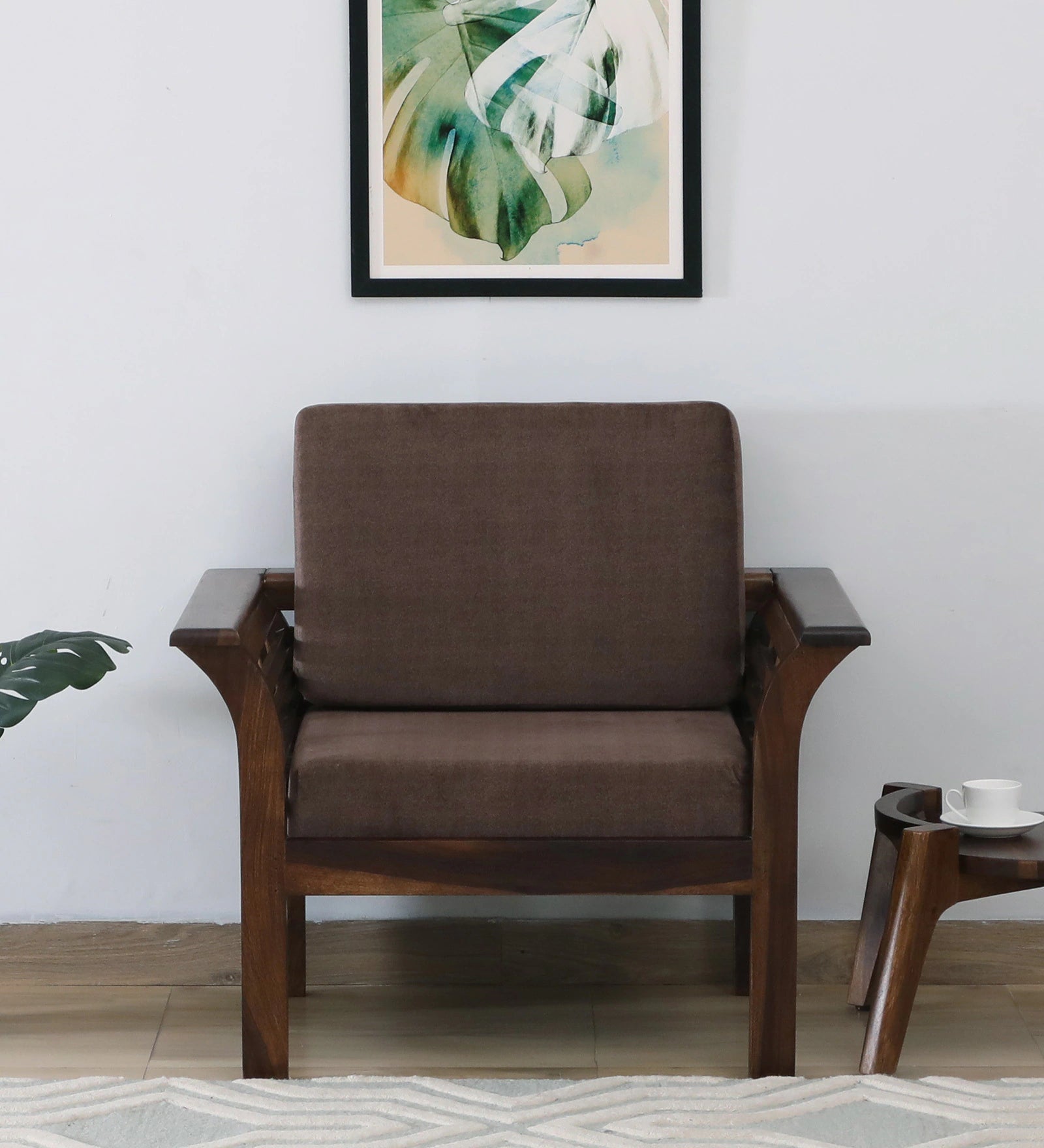 Jota Sheesham Wood 1 Seater Sofa In Brown Colour - Febonic Living