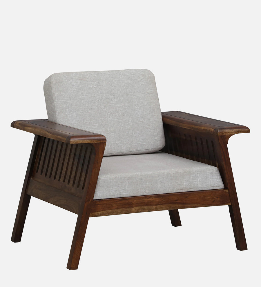 Gany Sheesham Wood 1 Seater Sofa In Beige Color - Febonic Living