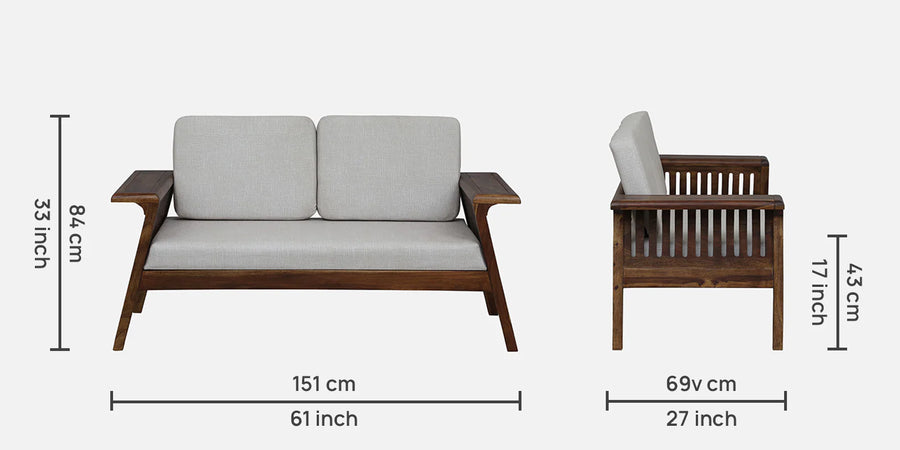 Gany Sheesham Wood 2 Seater Sofa In Beige Color - Febonic Living