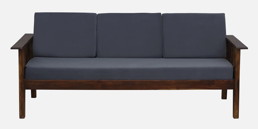 Caron Sheesham Wood 3 Seater Sofa In Grey Colour - Febonic Living