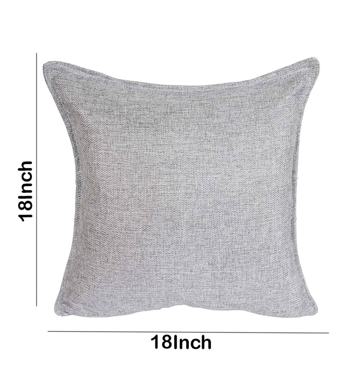 Jannesha Jute Fabric Geometric 18x18 inches Cushion + Covers (Pack of 2) In Lit Grey Colour