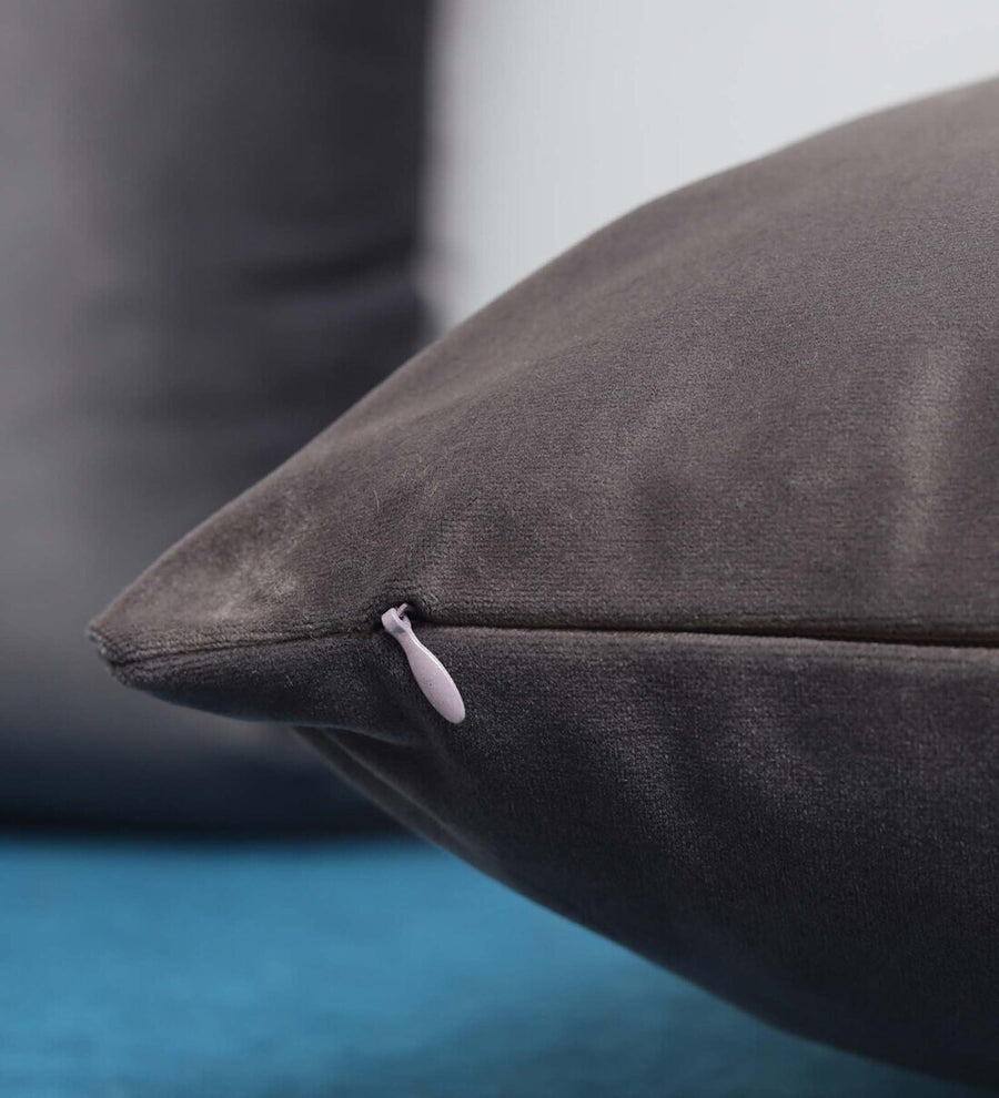 Jacey Velvet 16X16In Sofa Pillows In Mocha Brown Colour Pack Of 2 - Febonic Living