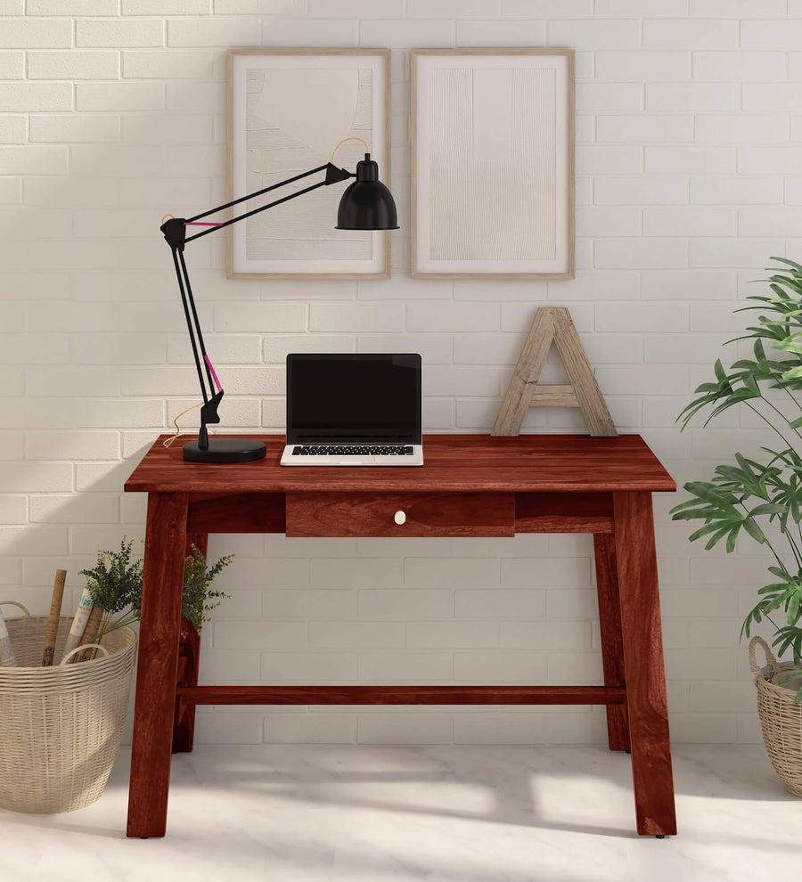 Masha Sheesham Wood Writing Table With Scratch Resistant In Honey Oak Finish - Febonic Living