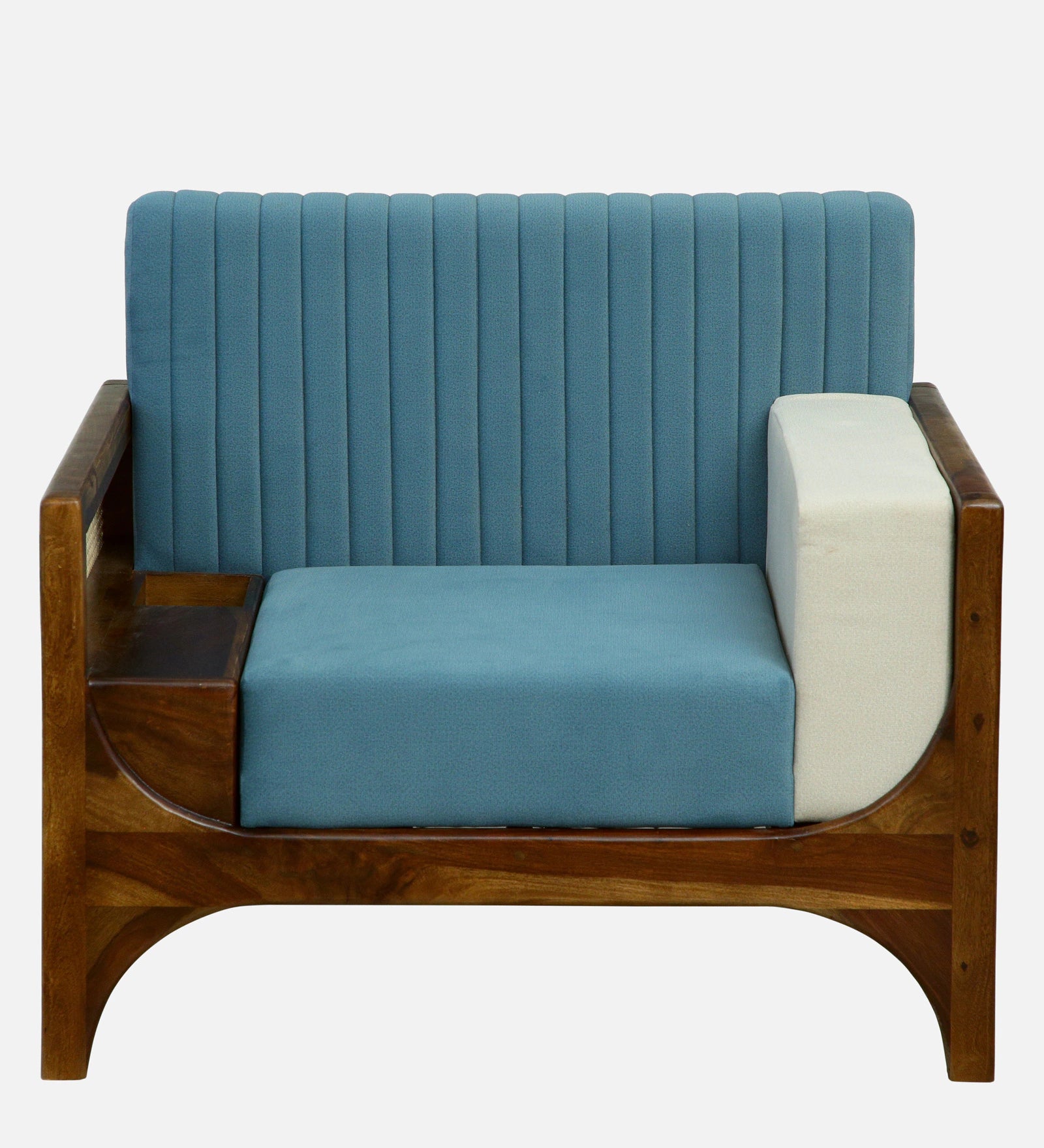 Oslo Sheesham Wood 1 Seater Sofa In Blue Colour