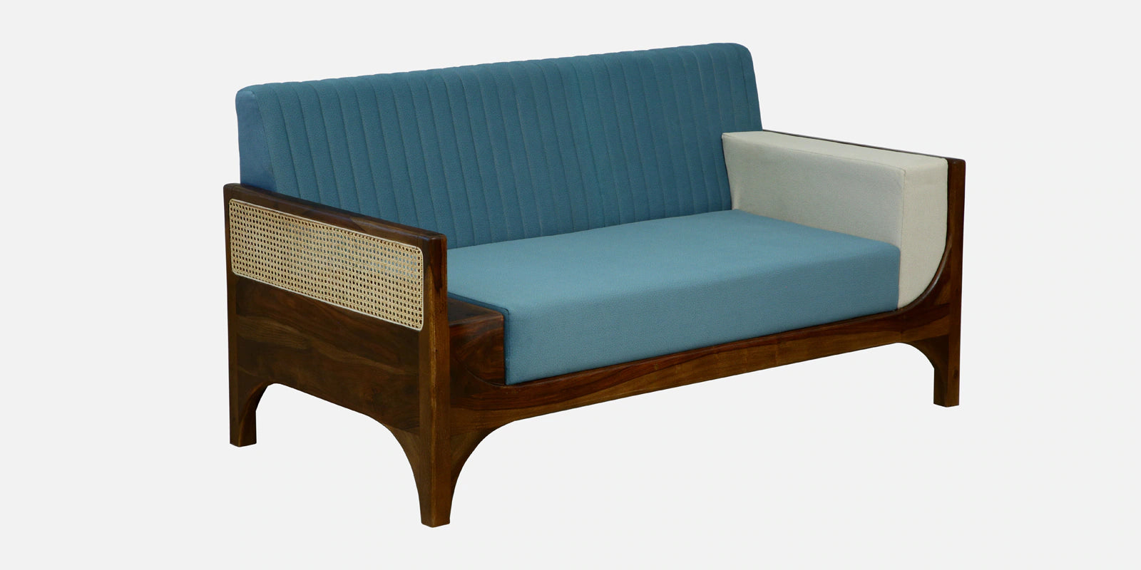 Oslo Sheesham Wood 2 Seater Sofa In Blue Colour
