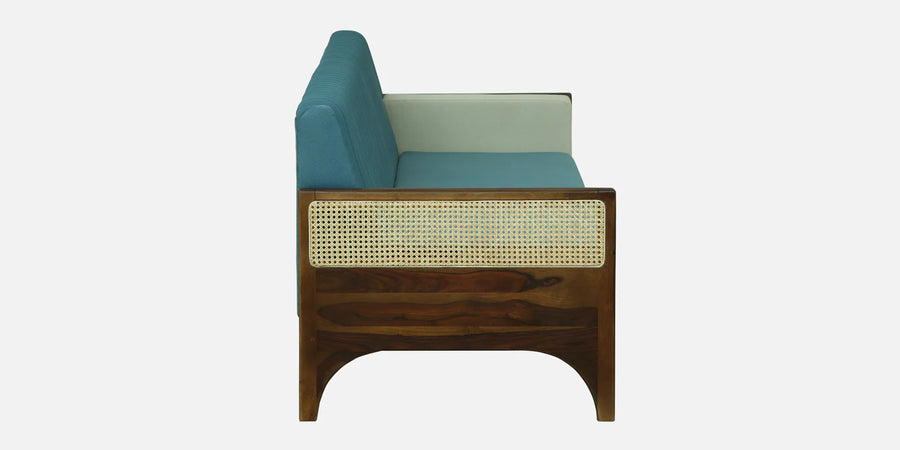 Oslo Sheesham Wood 3 Seater Sofa In Blue Colour - Febonic Living