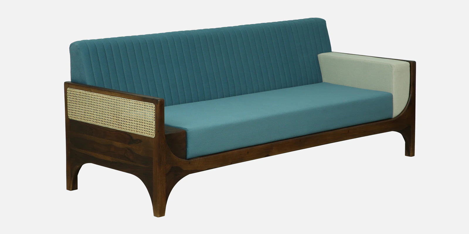Oslo Sheesham Wood 3 Seater Sofa In Blue Colour