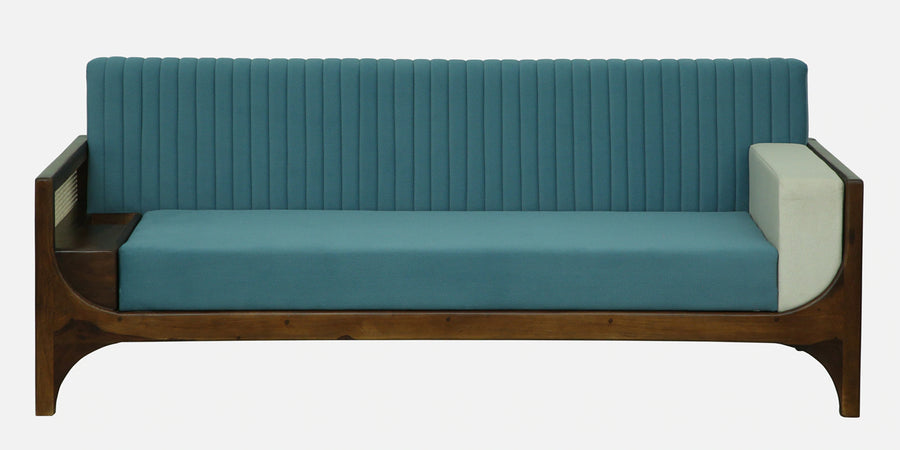 Oslo Sheesham Wood 3 Seater Sofa In Blue Colour - Febonic Living