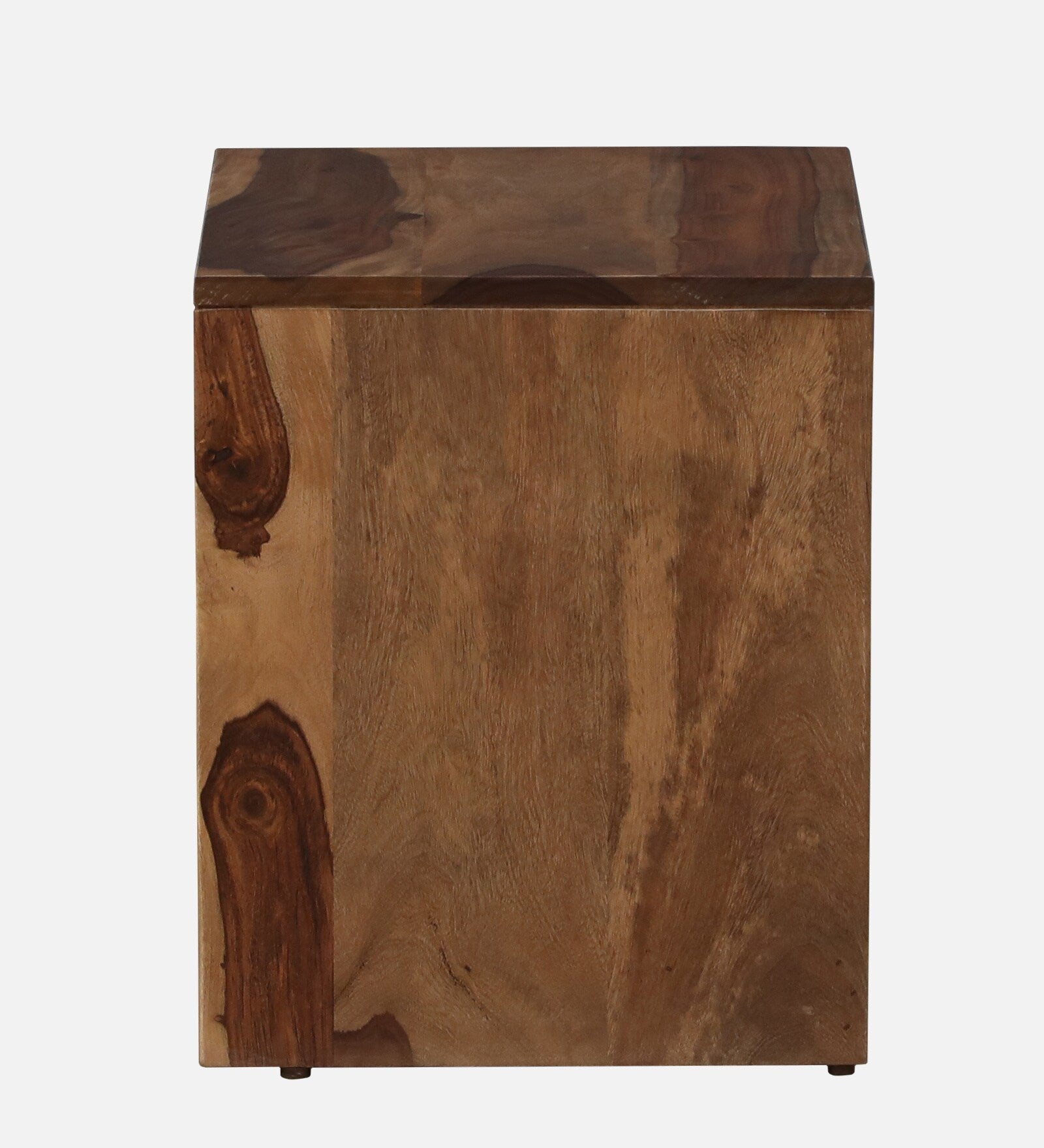 Bisha Sheesham Wood Bedside Table With Drawer In Rustic Teak Finish - Febonic Living